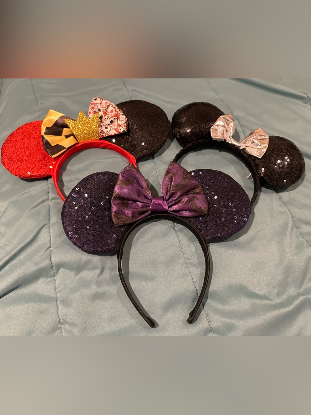 Kids Sequin Mouse Ear Headband with Purple Bow